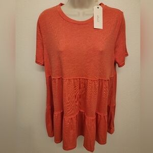 Greige Baby Doll Tiered Top